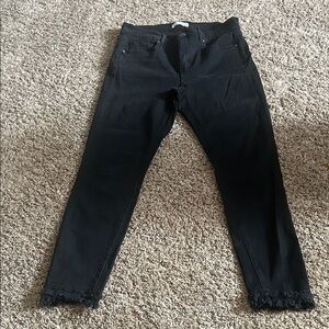 LOFT Black Frayed Hem Jeans Jeggings